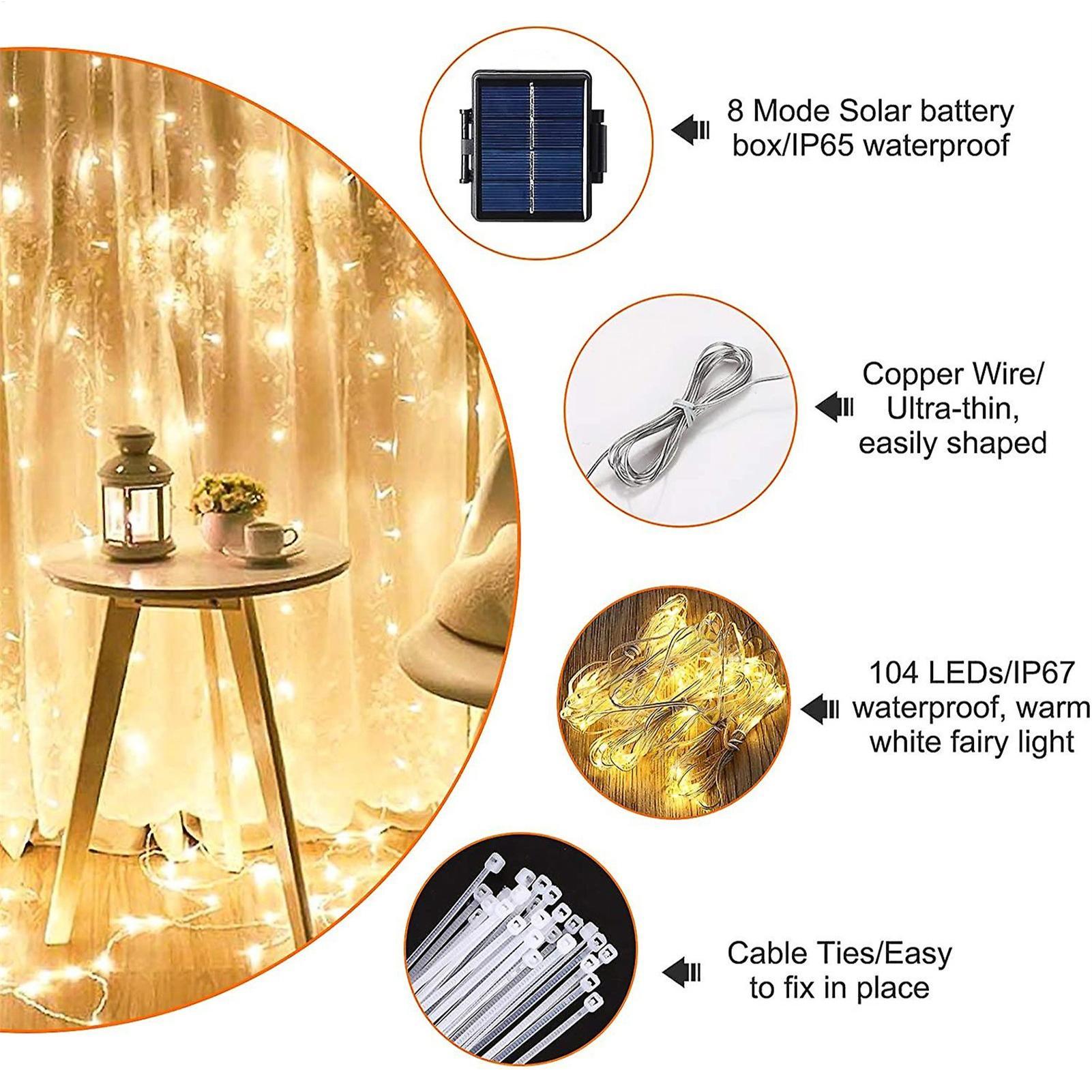 Smart Garden Umbrella - Solar Umbrella String Light 104 LED