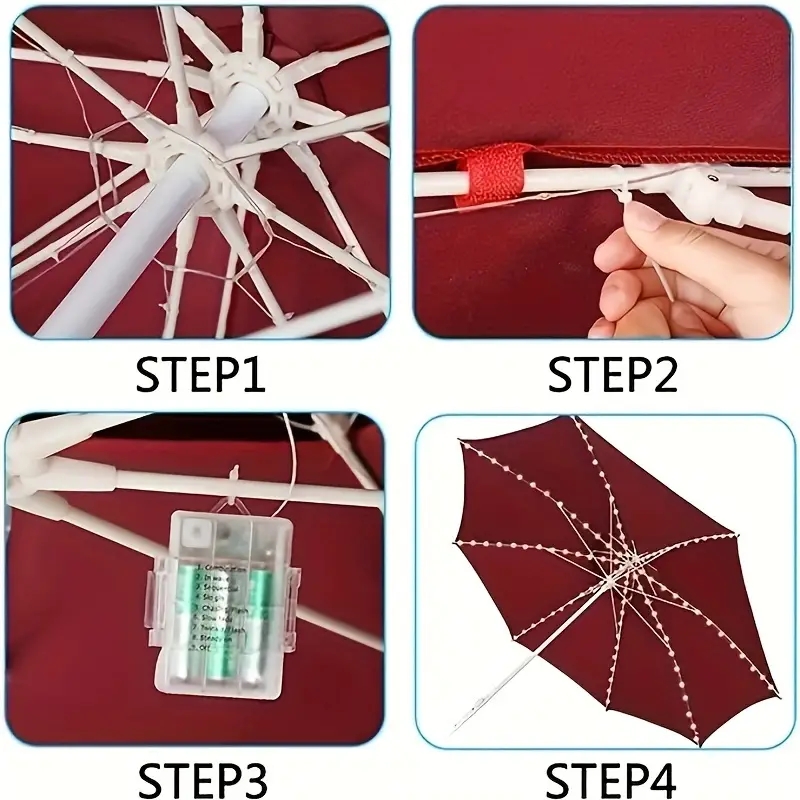 104 LED Umbrella Lights Outdoo - Smart Garden Umbrella ulasan dan harga