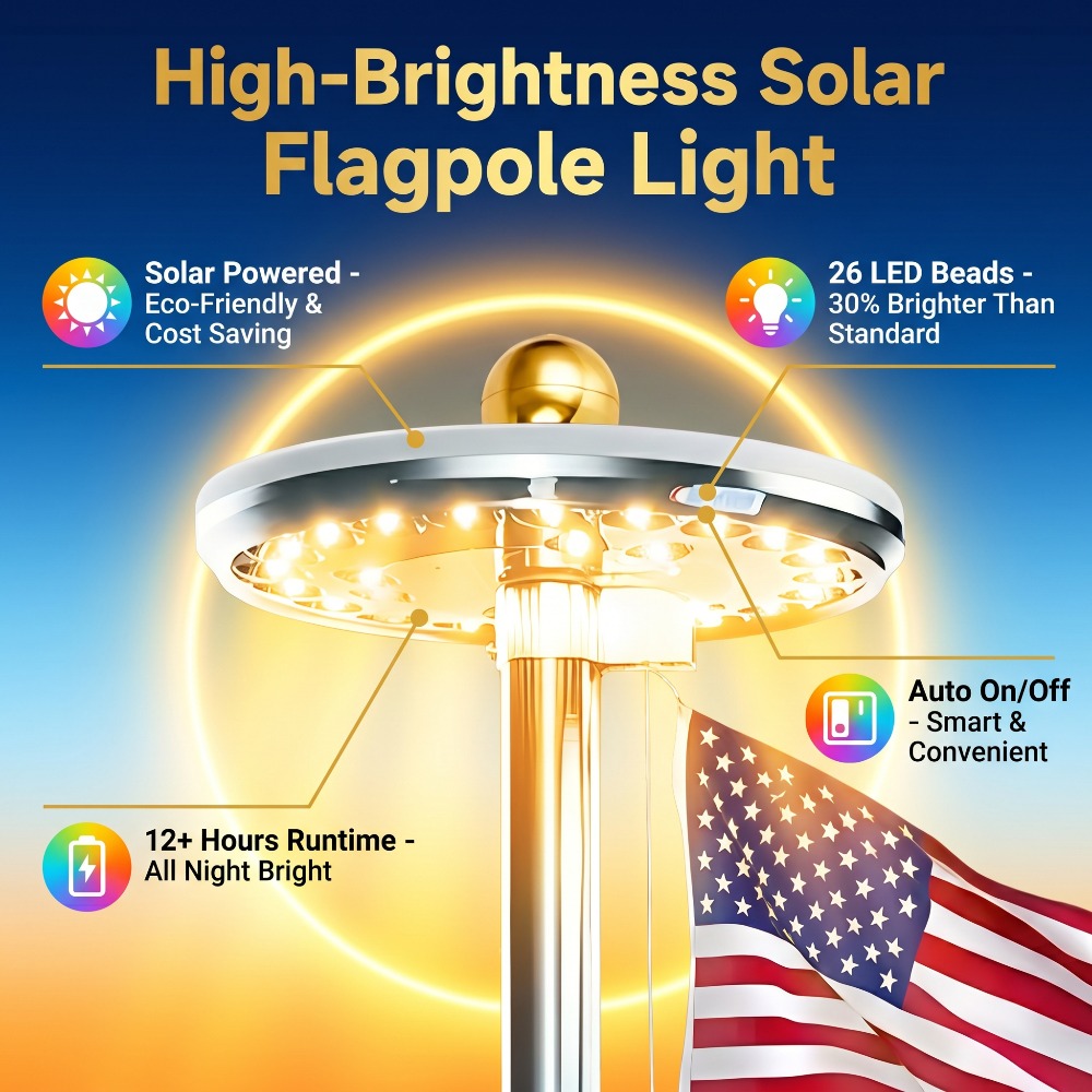Solar LED Flagpole Light IP65  - Smart Garden Umbrella ulasan dan harga