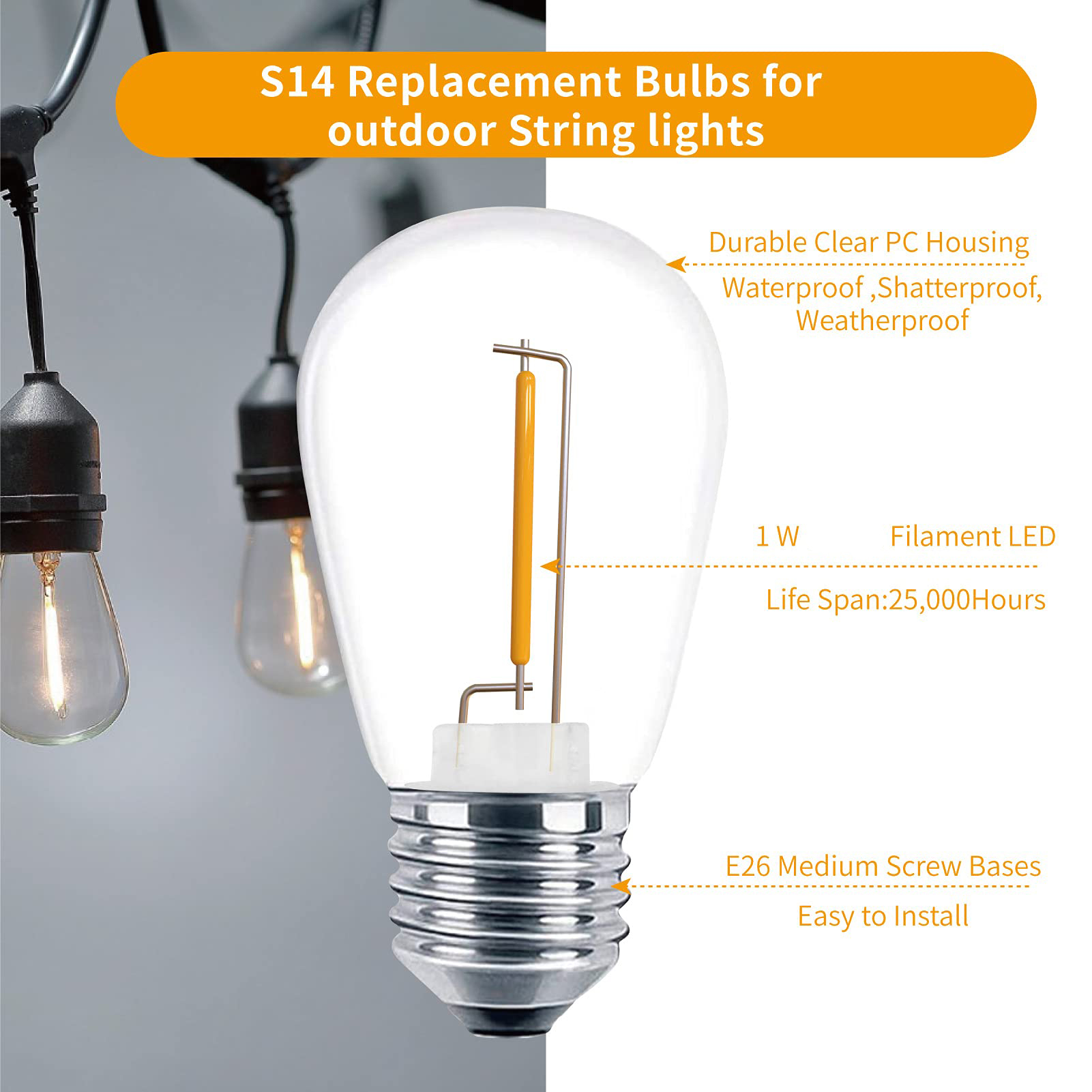 LED S14 Replacement Light Bulb - Smart Garden Umbrella ulasan dan harga