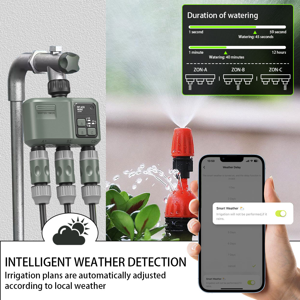 Tuya Wifi+RF433 3-outlet Water - Smart Garden Timer ulasan dan harga