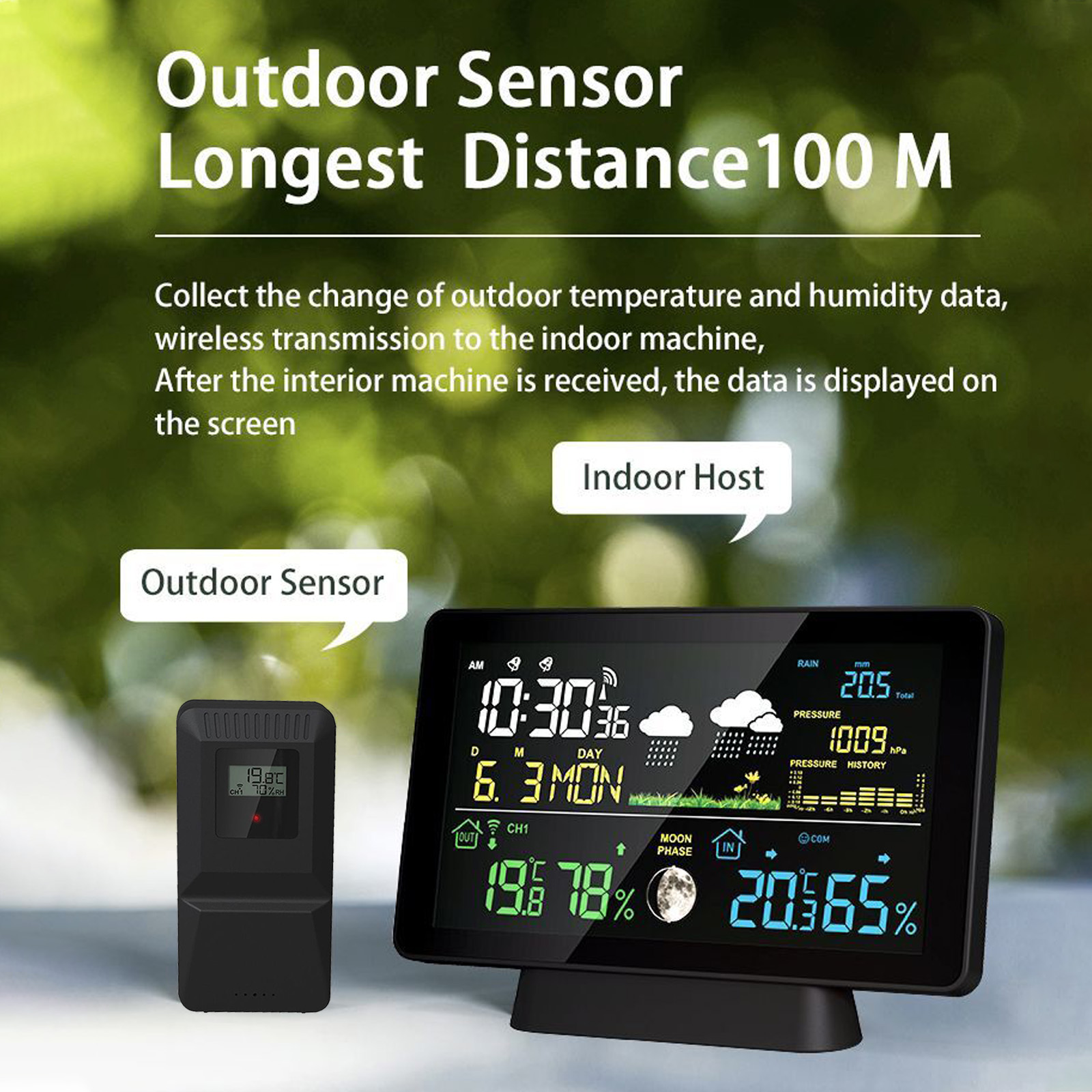 Indoor/Outdoor Wireless Weathe - Garden Weather Station ulasan dan harga